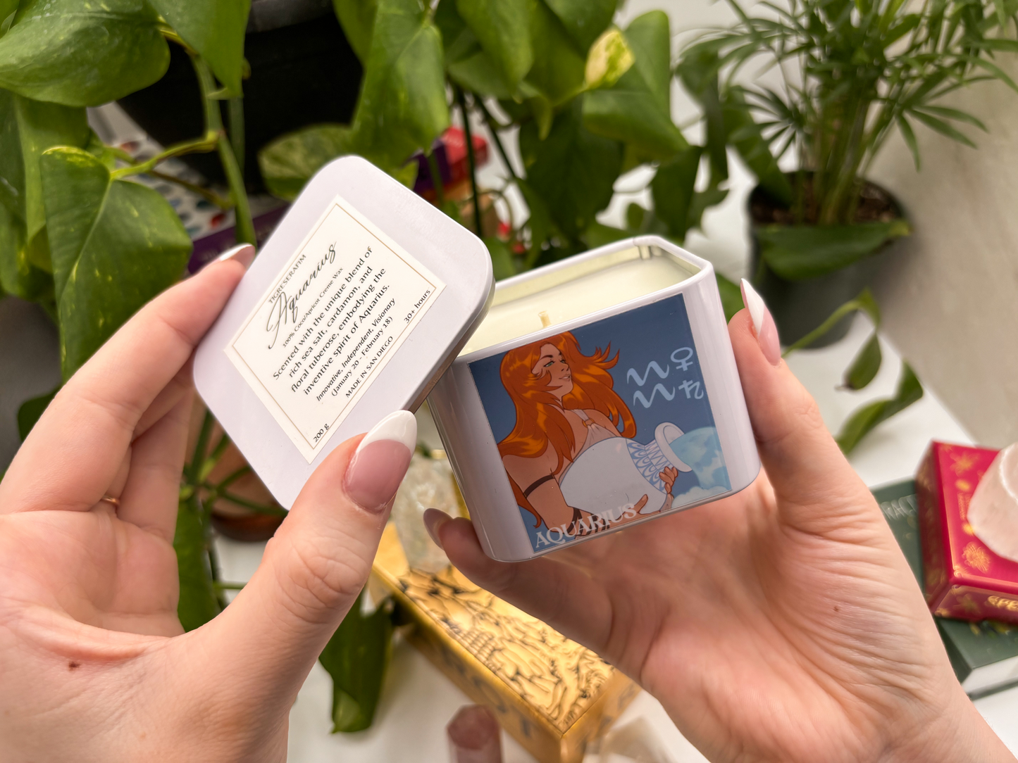 Aquarius Zodiac Candle - Travel Tin