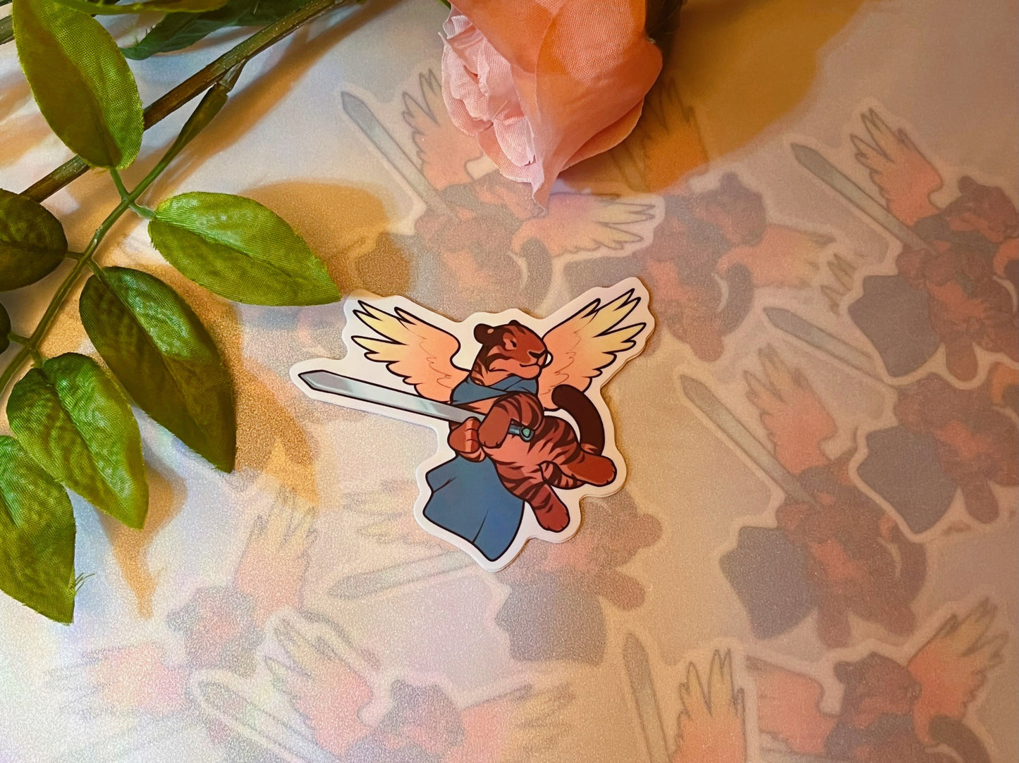 "Archangel Tiny Tiger" 3" Clear Vinyl Sticker